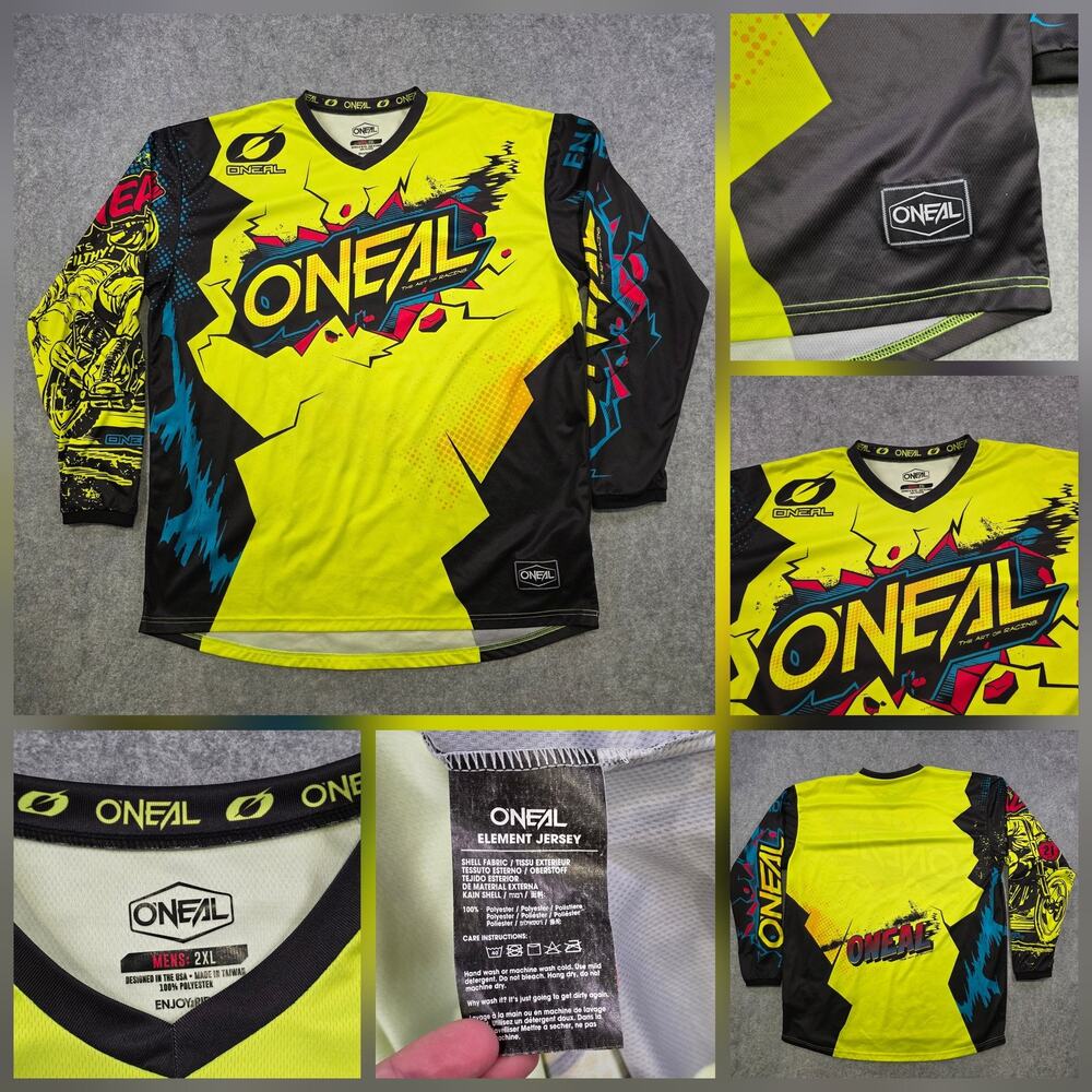 O'Neal Element Jersey Mens 2XL Yellow Black‎ Motocross Graphic Long Sleeve MX